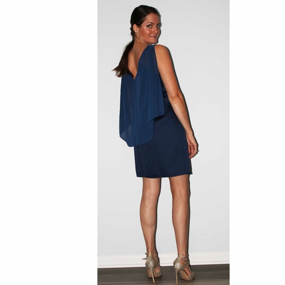 Navy Laundry Cocktail Dress - Picture 2 of 4